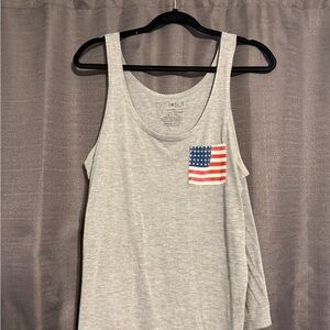 Fifth Sun Gray Tank Top with American Flag Pocket